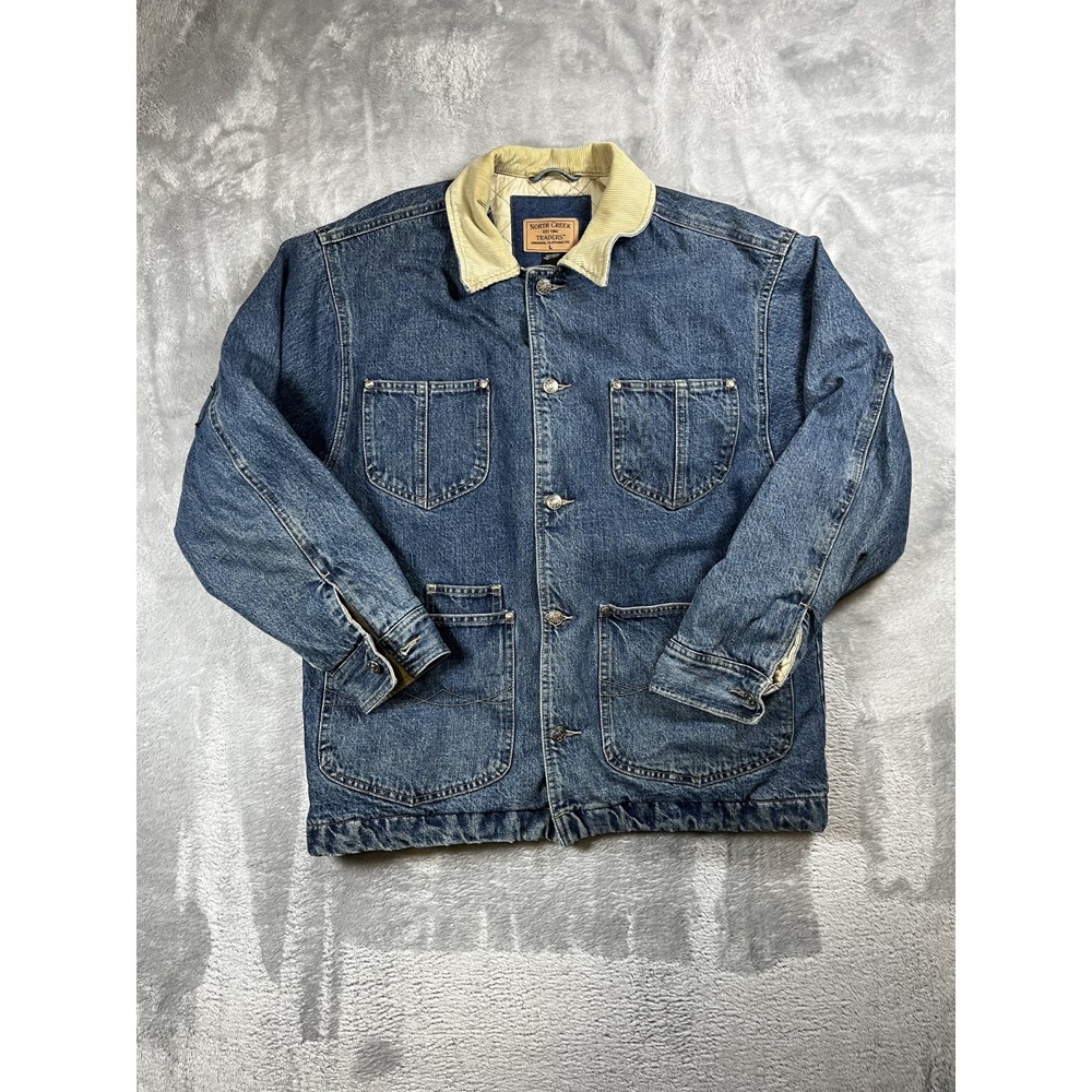VTG North Creek Trad Denim Jacket Large Blue Corduroy Collar
